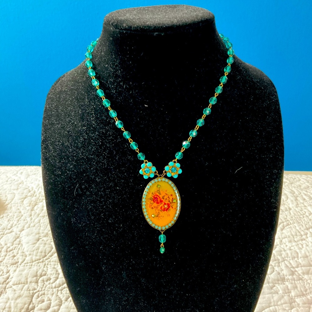 Gorgeous Michal Negrin Cameo Beaded Necklace